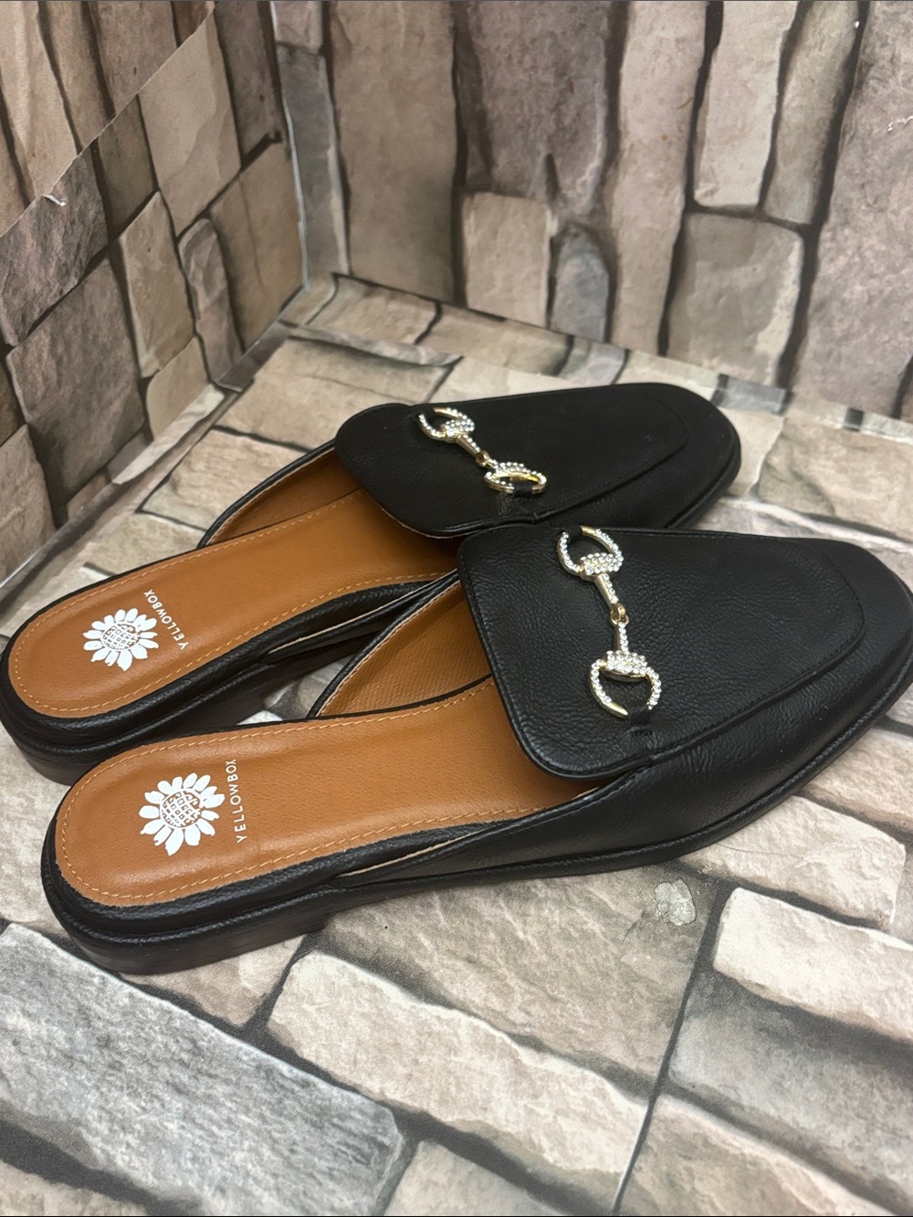 Yellow Box Jolene black loafer mules - Picture 7 of 11